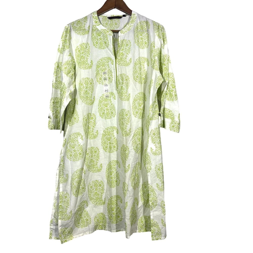 NEW! Rangmanch Tunic White Green Dress Kaftan Casual - XXL